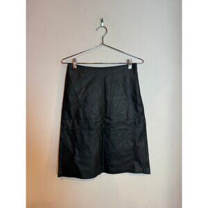 Vivienne Tam Black Leather A Line Mini Skirt Size 1